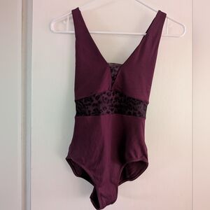 Bloch Wine Tank Leotard Animal Print Mesh Twist Back Detailing Adult Medium